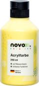 Gelbe Acrylfarbe in einer Flasche. Inhalt 250 ml, wasserbasiert.