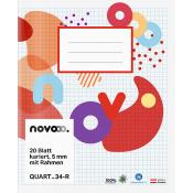 NOVOOO Quartheft 20 Blatt kariert 5 mm mit Rahmen Nr. 34-R