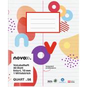 NOVOOO Vokabelheft Quart 40 Blatt liniert 10 mm mit einem Mittelstrich Nr. 56