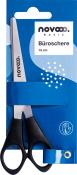 Schwarze Büro-Schere mit 15 cm Klingenlänge. Verpackung in Blau mit weißem Logo.