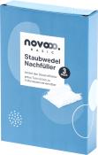 Blaue Verpackung mit weißen und schwarzen Schriftzügen. Inhalt: Staubwedel Nachfüller, 3 Stück. Wiederverwendbar bis zu 5 Mal.