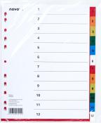 NOVOOO Register A4 Zahlen 1-12 überbreit mehrere Farben