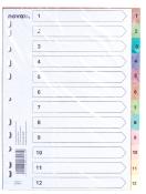 NOVOOO Register A4 Zahlen 1-12 transparent mit mehrfarbigen Taben