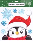 NOVOOO Seasons Xmas Fensterbild Pinguin bunt