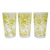 NOVOOO Trinkglas-Set mit Forsythien-Design 3 Gläser je 310 ml gelb