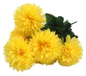 NOVOOO Kunstblume Chrysanthemenstrauß mit 7 runden Blüten gelb