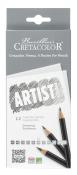 Packung mit 12 Graphitstiften in verschiedenen Härtegraden. Auf der Vorderseite steht 'ARTIST' in großen Buchstaben.