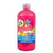 Flasche mit pinker Temperafarbe für Kinder. Aufschrift 'Tempera Kids Mix' und bunte Grafiken.