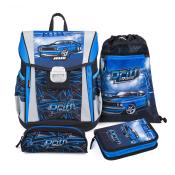 JOLLY Schultaschen-Set Classic Rennauto 46-teilig blau
