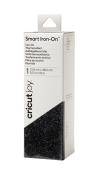 Schwarze Glitter-Folie für den Thermotransfer. Verpackung mit Informationen zur Größe und Anwendung.