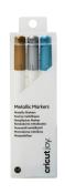 Set mit drei metallischen Markern in Gold, Silber und Blau. Verpackung zeigt die Farben und die Marke Cricut Joy.