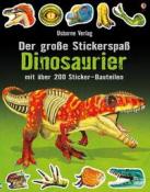 Buchcover mit dem Titel 'Der große Stickerspaß Dinosaurier'. Abbildung eines Dinosauriers und bunter Sticker.