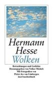 Buchcover mit dem Titel 'Wolken' von Hermann Hesse. Himmel mit Wolken in sanften Farben.