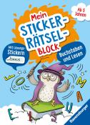 Kirstin Jebautzke: Ravensburger Mein Stickerrätselblock: Buchstaben und Lesen - Rätselblock ab 5 Jahre, spielerisch Buchstaben lernen, Lesen lernen, Sticker, ab Vorschule - Taschenbuch