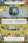 Buchcover mit dem Titel 'Die sieben Todsünden'. Farbige Darstellung einer Landschaft mit Figuren und einem großen Wasserbereich.