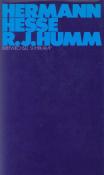 Buchcover in lila mit blauem Titel. Titel: Hermann Hesse, R.J. Humm, Briefwechsel.