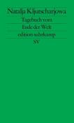 Buchcover in grünem Design. Titel: 'Tagebuch vom Ende der Welt' von Natalja Kljutschariowa.
