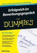 Buchcover mit dem Titel 'Erfolgreich im Bewerbungsgespräch für Dummies'. Gelbe und schwarze Schrift auf weißem Hintergrund.