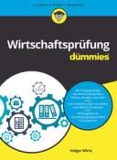 Buchcover mit dem Titel 'Wirtschaftsprüfung für Dummies'. Grafiken von Akten und Diagrammen auf einem bunten Hintergrund.