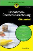 Buchcover mit dem Titel 'Einnahmen-Überschussrechnung für dummies'. Grafische Elemente wie Geldmünzen und ein Notizblock sind abgebildet.