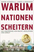 Buchcover mit dem Titel 'Warum Nationen scheitern'. Darstellung von städtischen und ländlichen Szenen im Hintergrund.