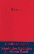 Rotes Buchcover mit dem Titel Gottfried Benn. Der Untertitel lautet Saemtliche Gedichte in einem Band.