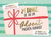 Grafik mit Geschenk und rotem Band. Text über Adventsaktivitäten.