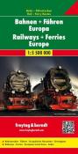 freytag & berndt Auto + Freizeitkarten Bahnen + Fähren Europa, Eisenbahnkarte 1:5,5 Mio.. Railways + Ferries Europe. Chemins de fer + Bacs Europe / Koleje + Promy Europa