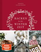Buchcover mit rotem Hintergrund. Titel: Backen in der Winterzeit, von Theresa Baumgartner.
