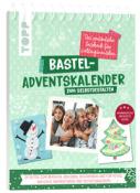 Buchcover mit dem Titel 'Bastel-Adventskalender zum Selbstgestalten'. Abgebildet sind eine Familie und weihnachtliche Motive wie ein Schneemann und ein Weihnachtsbaum.