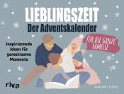 Buchcover mit dem Titel 'Lieblingszeit Der Adventskalender'. Illustration einer Familie, die gemeinsam ein Buch anschaut.