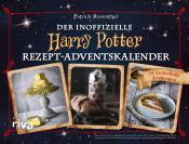 Buchcover mit dem Titel 'Der inoffizielle Harry Potter Rezept-Adventskalender'. Bilder von verschiedenen Leckereien und einem dekorativen Hintergrund.