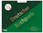 Adventskalender mit dem Titel Deutscher Buchpreis. Grüner Hintergrund mit goldener Schrift und Schneeflocken.
