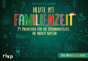 Buchcover mit dem Titel 'Heute ist Familienzeit'. Illustrationen von winterlichen Motiven und zwei spielenden Kindern.