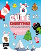 Adventskalender mit dem Titel 'Cute Christmas'. Bunte, niedliche Motive wie Weihnachtsmann, Hasen und Weihnachtsbaum.