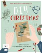 Buchcover mit dem Titel 'DIY Christmas'. Illustrationen von Händen, Zweigen und Bastelmaterialien.