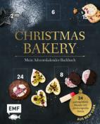 Buchcover mit dem Titel 'Christmas Bakery'. Abgebildet sind verschiedene weihnachtliche Kekse und Leckereien.