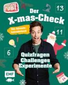 Buchcover mit dem Titel 'Der X-mas-Check'. Abgebildet ist ein lächelnder Mann mit Weihnachtsmotiven im Hintergrund.