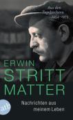 Buchcover mit dem Titel 'Nachrichten aus meinem Leben' von Erwin Stritt Matter. Schwarz-weißes Porträt eines Mannes mit Hut.