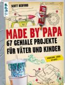 Buchcover mit dem Titel 'Made by Papa'. Illustrationen von Bastelprojekten für Väter und Kinder.
