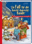 Buchcover mit dem Titel 'Ein Fall für die Knecht-Ruprecht-Bande'. Winterliche Stadtansicht mit Weihnachtsmarkt und Kindern.