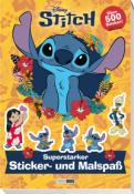 Buchcover mit Disney Stitch. Titel: Superstar Sticker- und Malspaß, über 500 Sticker.