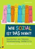 Buchcover mit dem Titel wie sozial ist das denn. Bunte Silhouetten von Menschen und Themen wie Toleranz und Vielfalt.