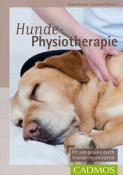 Buchcover mit dem Titel 'Hunde-Physiotherapie'. Ein entspannter Hund liegt auf einem Tisch, eine Hand massiert seinen Rücken.