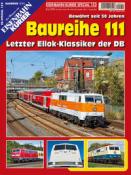 Cover eines Magazins mit dem Titel 'Baureihe 111'. Abbildung einer Lokomotive und Züge im Hintergrund.