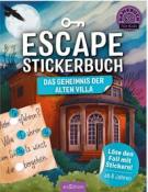 Buchcover mit Titel Escape Stickerbuch. Abbildung einer alten Villa und einem geheimnisvollen Hintergrund.