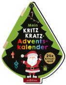 Adventskalender in Form eines Weihnachtsbaums. Buchtitel: Mein Kritzkatz-Adventskalender.