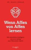 Buchcover mit rotem Hintergrund. Titel: 'Wenn Affen von Affen lernen', Autor: Dr. Mario Herger.