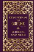 Buchcover von 'Die Leiden des jungen Werther' von Johann Wolfgang von Goethe. Dunkelvioletter Hintergrund mit goldenen Mustern.