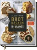 Buchcover mit dem Titel 'Brot backen in Perfektion mit Sauerteig'. Abgebildete Brote in verschiedenen Formen und Farben.